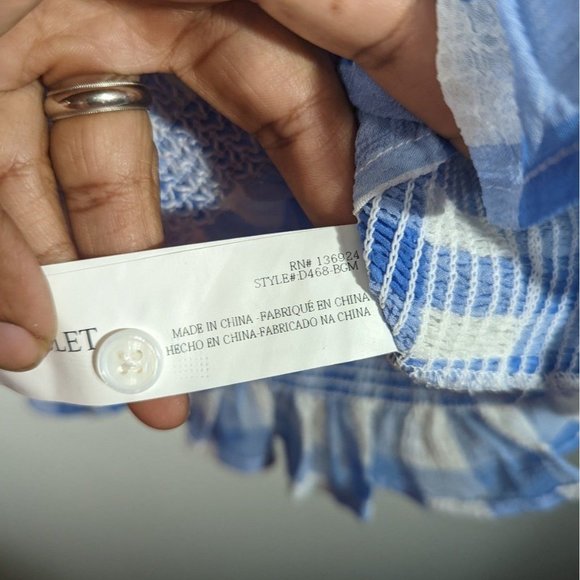 NWT Capulet Blue Gingham Ruched Mini Dress Women's Size XS - Picture 7 of 8